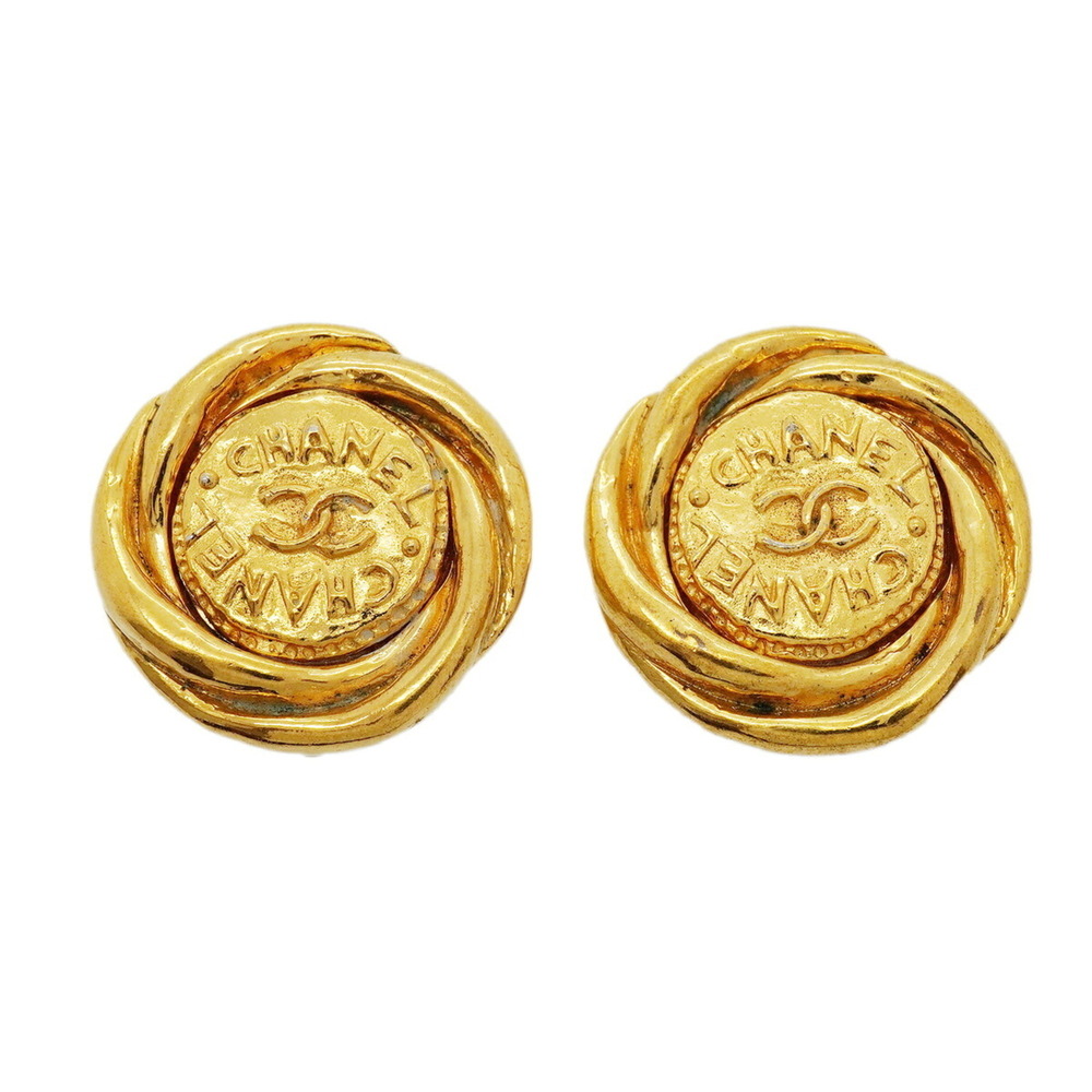 Chanel earrings, Coco Mark, GP plated gold, women's.